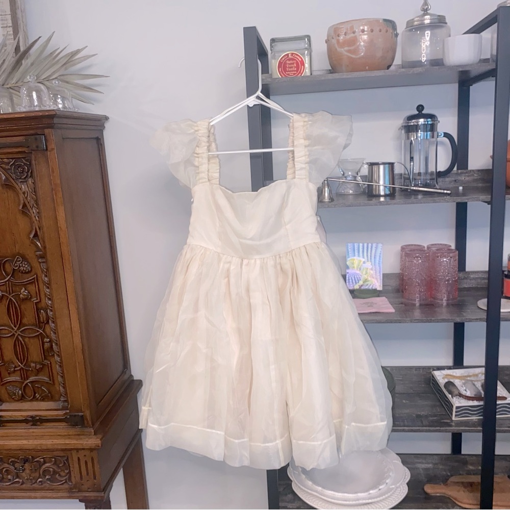 NWT Amable by Mable M Babydoll Puff Sleeve Mini Dress Ruffled Pastel Princess